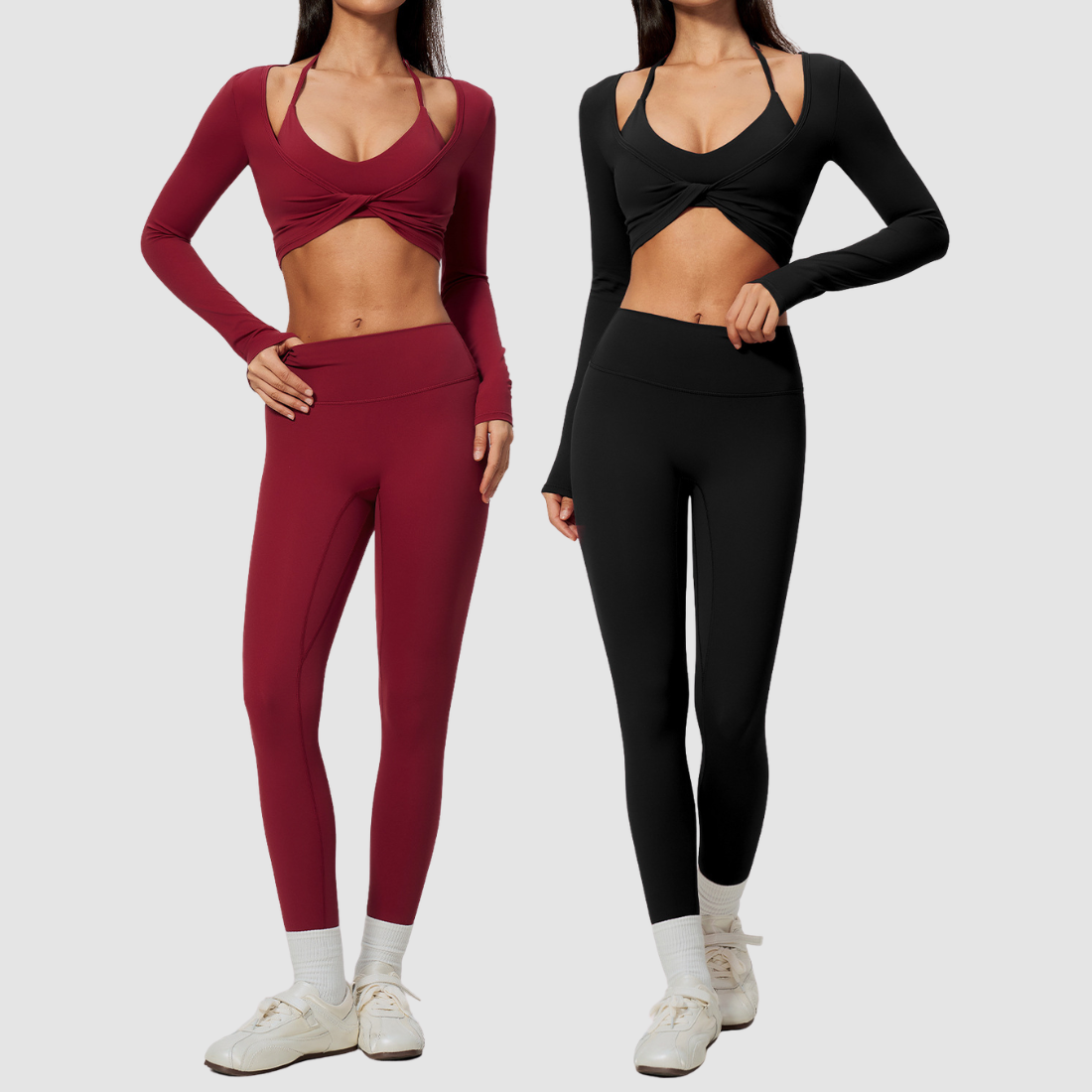 Wholesale Women's Activewear Brushed Bra, Long Pants & Long-Sleeve Top 3-piece Set