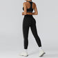 Racerback Sports Bra + high waist leggings +outdoor jacket 3-piece set