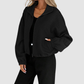 Wholesale Women's Stand-Collar Zip Jacket – Loose Drawstring Pocket Outerwear