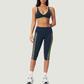 Wholesale color-blocked V-neck sports bra & striped cropped pants set
