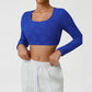 Lace Cropped Sports Long Sleeve
