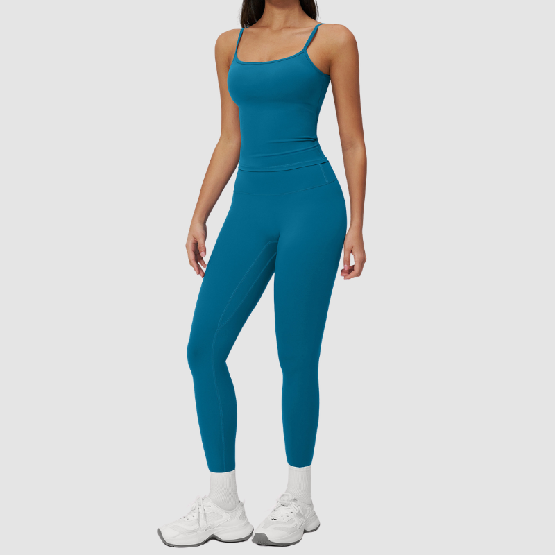 Wholesale Seam-Detail Racerback Tank Top & High-Waist Leggings Set – Brushed Yoga 2-Piece