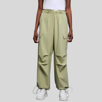 Double-waist straight-leg work pants