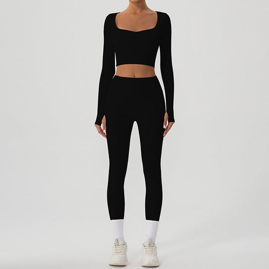 Wholesale Snug-fit U-neck Cropped Long Sleeves | Wonderxfans bulk activewear