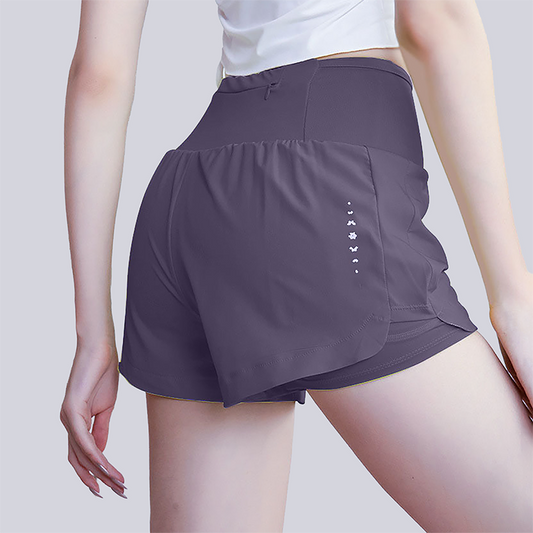 Wholesale Women's Fake Two-Piece Yoga Shorts – Quick-Dry Anti-Exposure