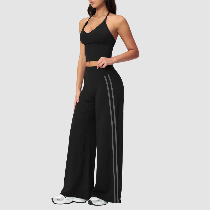 Wholesale Breathable Y-Back Tank Top & Fold-up Flare Pants Set