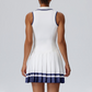 Women's Colorblock Polo Neck Tennis Dress with Built-in Chest Pad