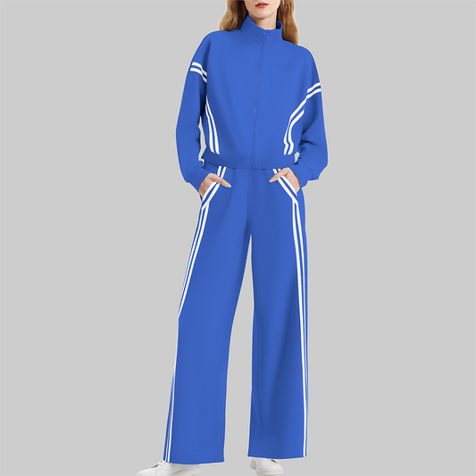 Wholesale Women's Side Stripe Long Sleeve Sweatshirt & Jogger Pants Set