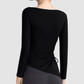 Wholesale Women's Ruched Drawstring Long-Sleeve Yoga Top – Slim Fit Activewear