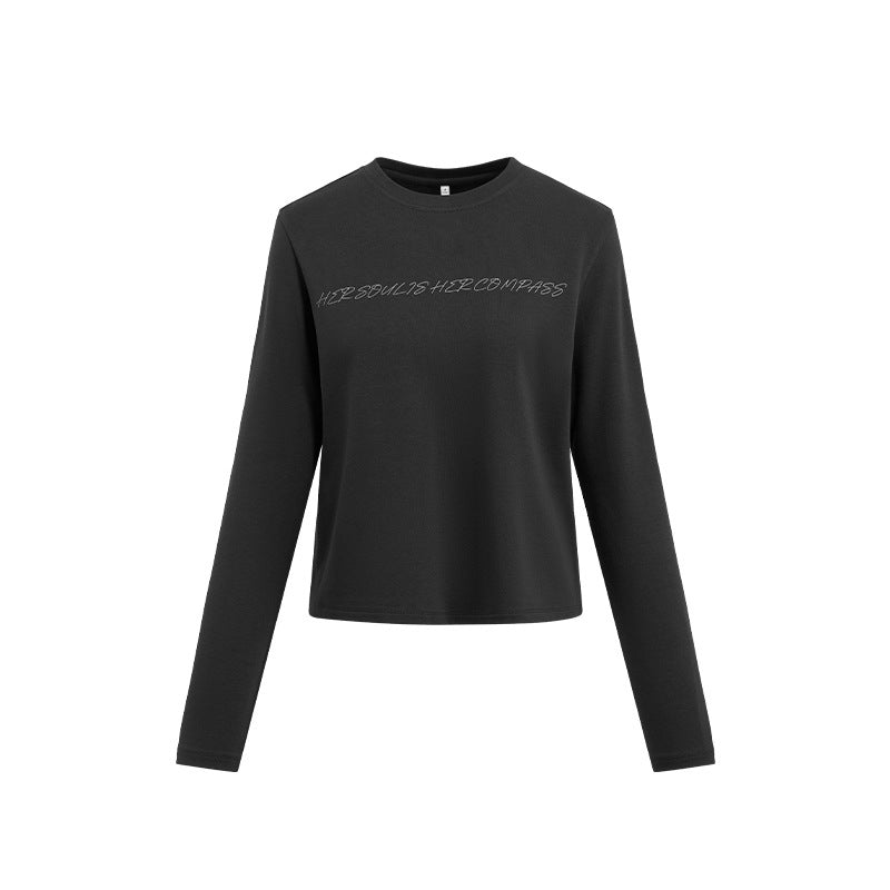 Round neck slim waist printed top