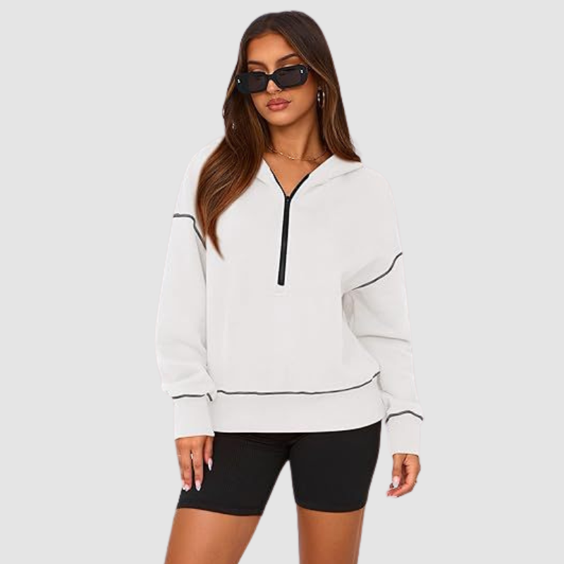 Wholesale pullover hooded half-zip sweatshirt
