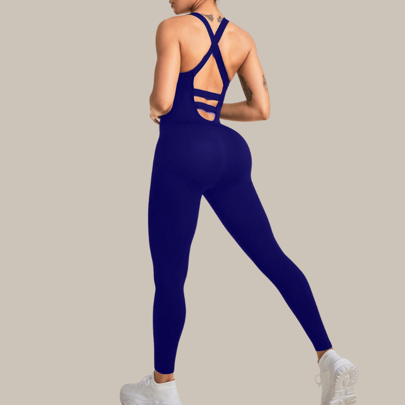 Seamless stretchy yoga bodysuit sports fitness jumpsuit