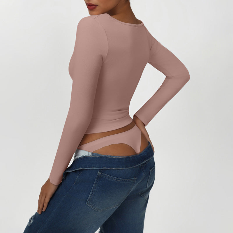 Snug-Fit Square-Neck Long Sleeve