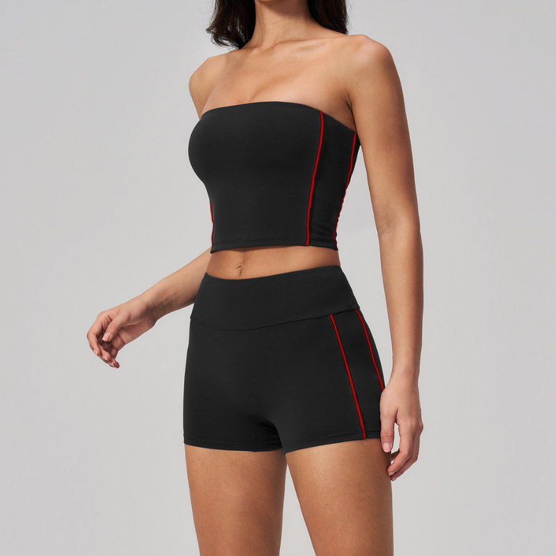Wholesale Women's Brushed Short Sleeve Crop Top & Mid-Length Leggings Set – Padded Yoga Fitness 2-Piece