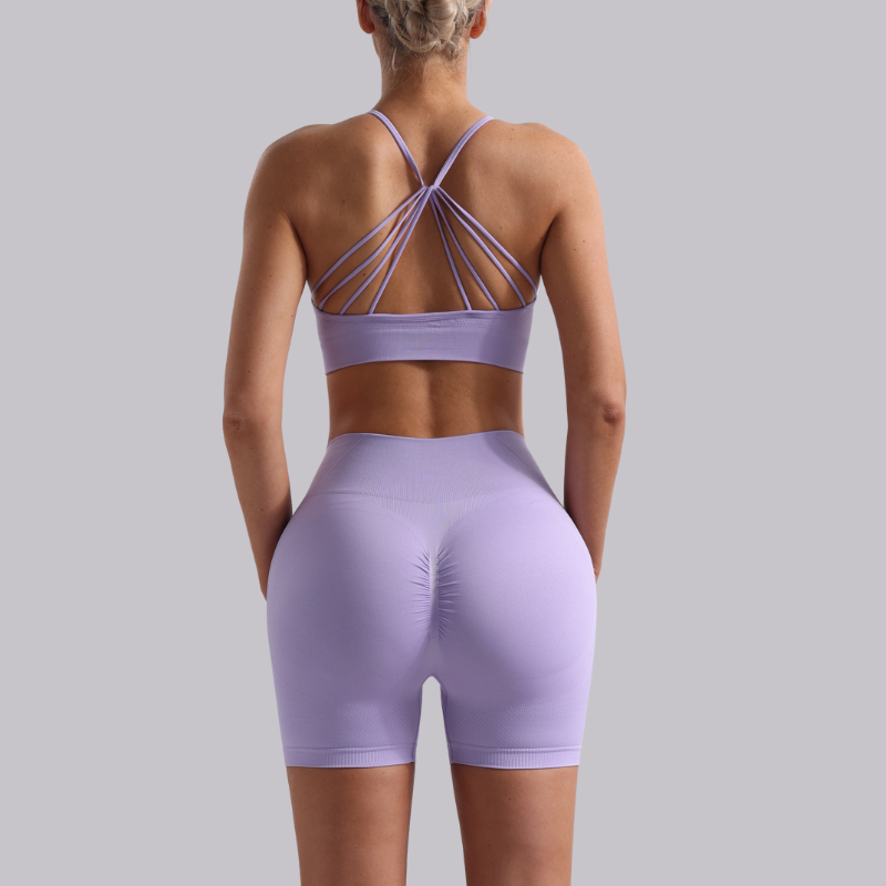Seamless beautiful back bra + shorts two-piece set