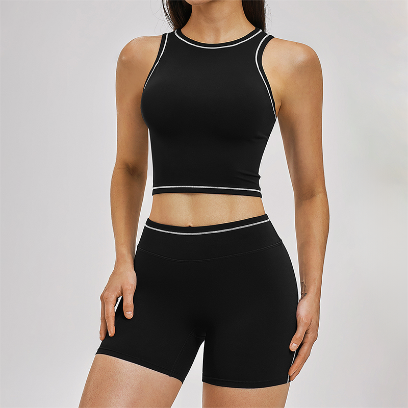 Wholesale contrasting sleeveless fitness yoga tops