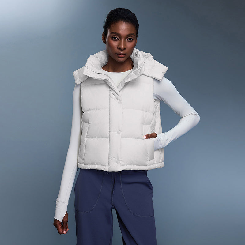 Cropped hooded down vest