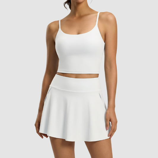 Wholesale padded tank top + anti-exposure skirt