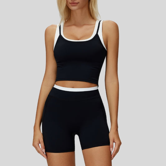 Wholesale Two-piece contrasting sports tank top+sports | Wonderxfans bulk activewear