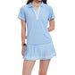Color-block Polo-V pleated golf skort set