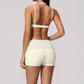 Wholesale Women's Polka Dot & Stripe Yoga Set Halter Neck Sports Bra & Shorts w/ Chest Pad