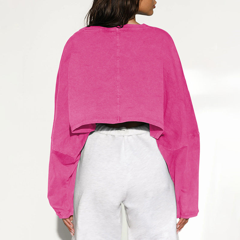 Washed Loose Fit Crop Top Sweatshirt