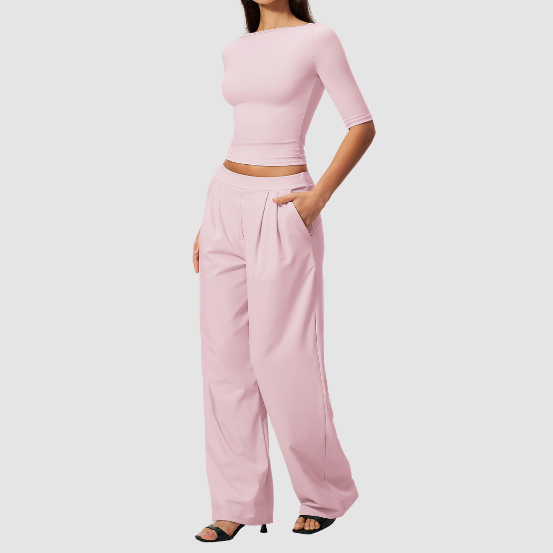 Wholesale Women’s Mid-Sleeve Top & Long Pants Yoga Set
