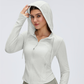 Wholesale mesh hooded yoga jacket