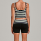 Wholesale Women's Retro Print Double-Strap Yoga Vest+High-waist Shorts Two-Piece Set