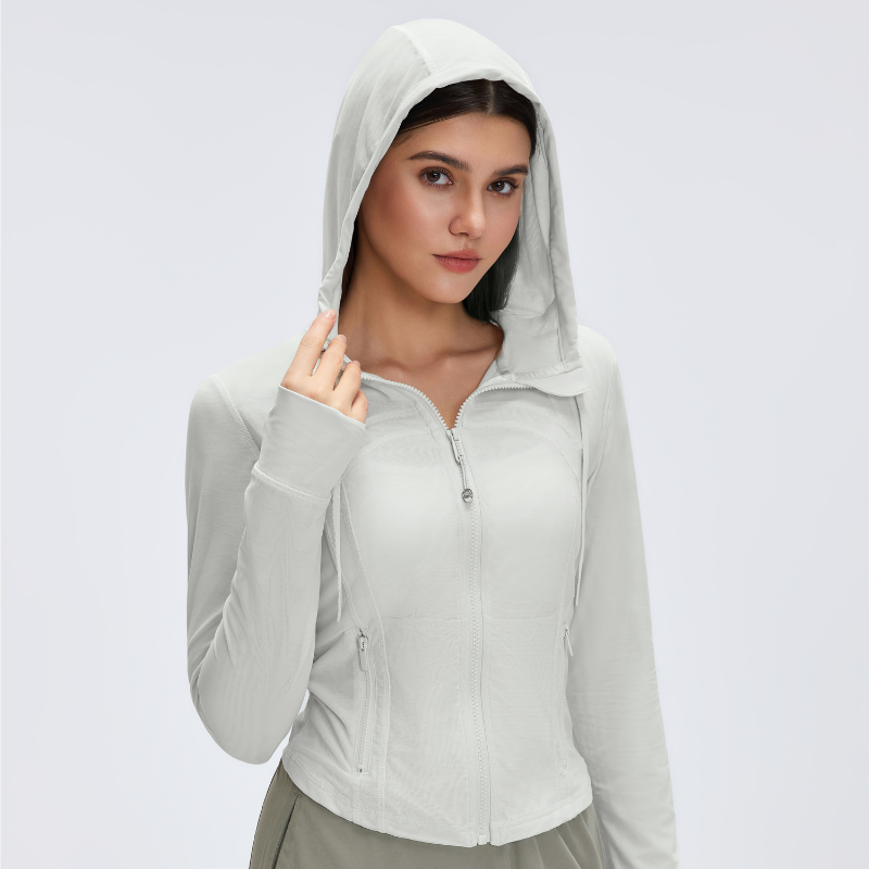 Wholesale mesh hooded yoga jacket