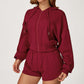 LOOSE HOODED AND FULL ZIPPER SWEATSHIRT + DRAWSTRING SHORTS 2 PIECES SET