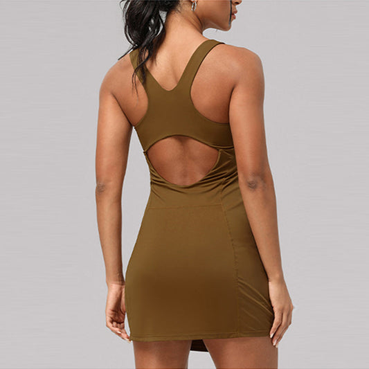 Wholesale Waist-Cinching Slit Tennis Dress | Wonderxfans bulk activewear