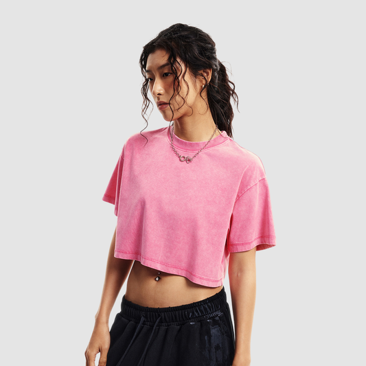 Wholesale Cropped Drop-Shoulder Tee – Cotton Sorona Blend Streetwear Top