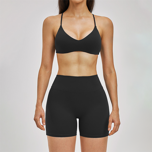 Wholesale Cross Back Tank Top+High Waist short 2-piece Set