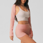 Wholesale Women's Striped Yoga Set – Long Sleeve Shrug & Foldover Shorts