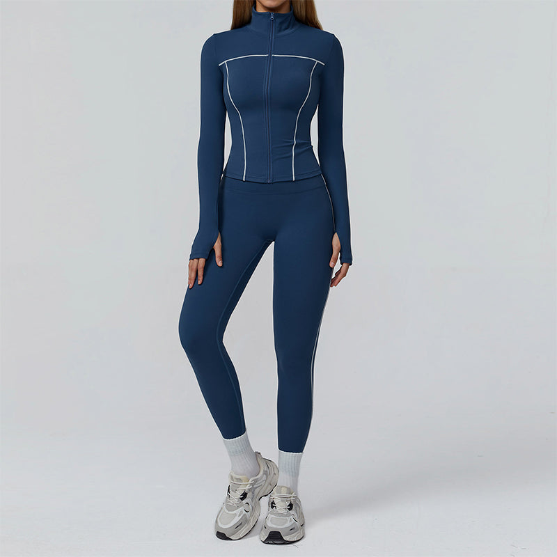Veste à glissière complète à manches longues + legging à taille haute