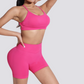 Women's beautiful back strap sports bra + yoga shorts two-piece set
