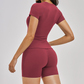 Wholesale solid color short sleeved T-shirt+high waisted shorts 2-piece set