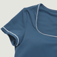 Wholesale Women's Seam-Detail Colorblock Short Sleeve Crop Top – Butt-Lifting Yoga Gym Activewear FDX2036