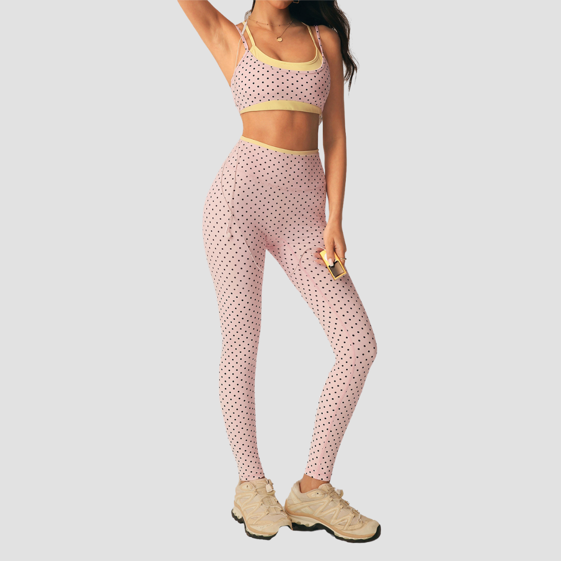 Wholesale Women's Polka Dot Yoga Set – Bra Top & Capri Leggings