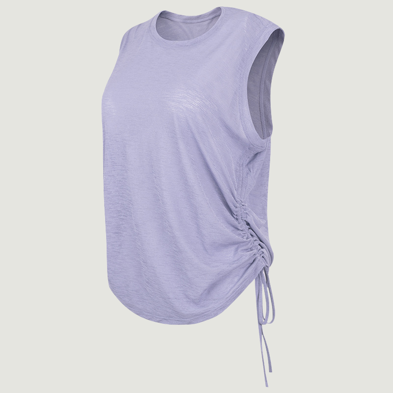 Wholesale yoga cover-up drawstring sleeveless top