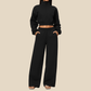 Wholesale Women's Activewear High-neck zip-up Jacket+Fleece-lined wide-leg pants Set