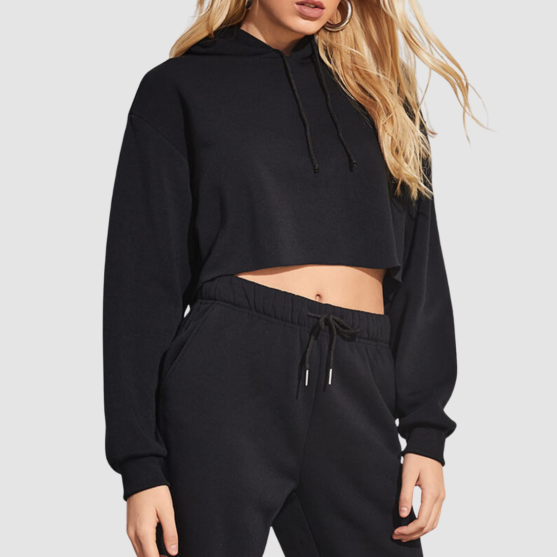 Wholesale Women's Cropped Pullover Hoodie – Loose Distressed Streetwear