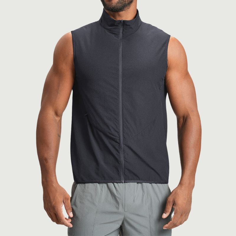 Wholesale mens stand collar zip tank top
