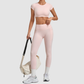 Wholesale Women's Naked-Feel Short Sleeve Crop Top + High-Waist Leggings Set – Moisture-Wicking Yoga Fitness Activewear