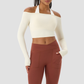 Women's Off-Shoulder Long Sleeve Yoga Top Quick-Dry Top