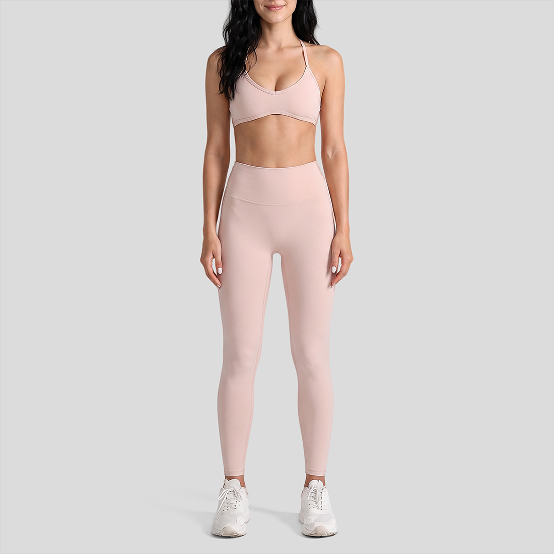 Wholesale High-Waist Yoga Leggings+Naked-Feel Bra Set