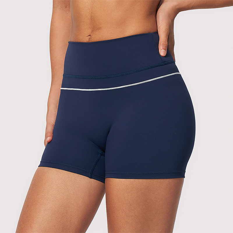 Wholesale Women's Brushed Yoga Shorts – Colorblock Tummy Control Butt Lift