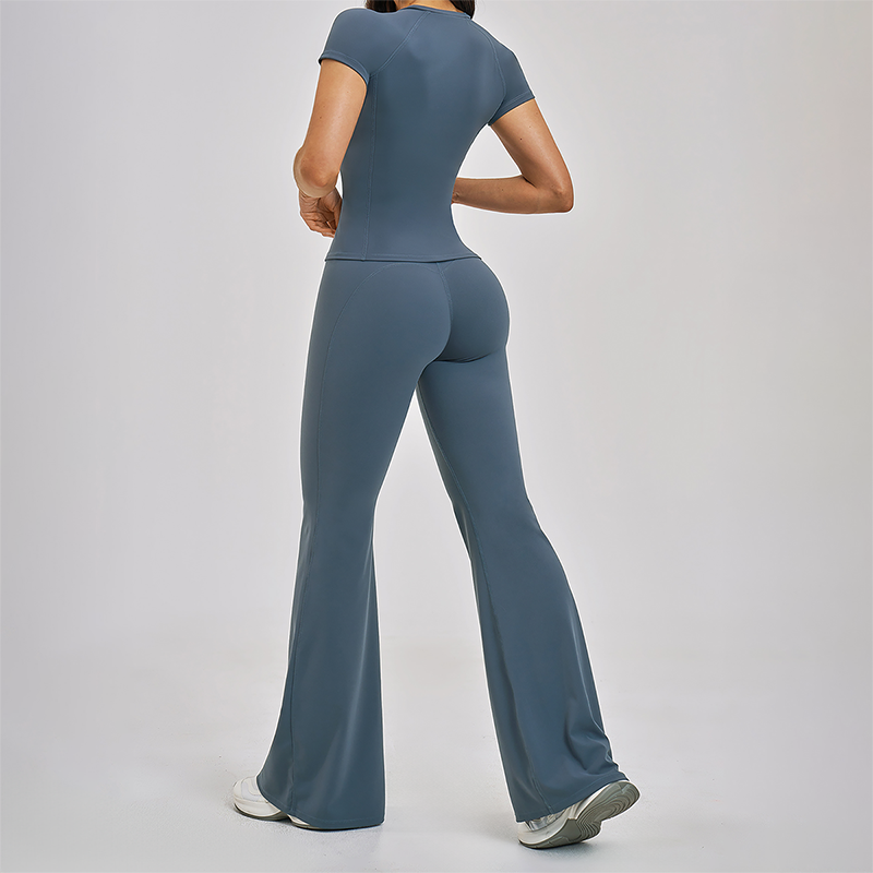 Wholesale Round Neck Short Sleeve Tank Top+High Waist pants 2-piece Set