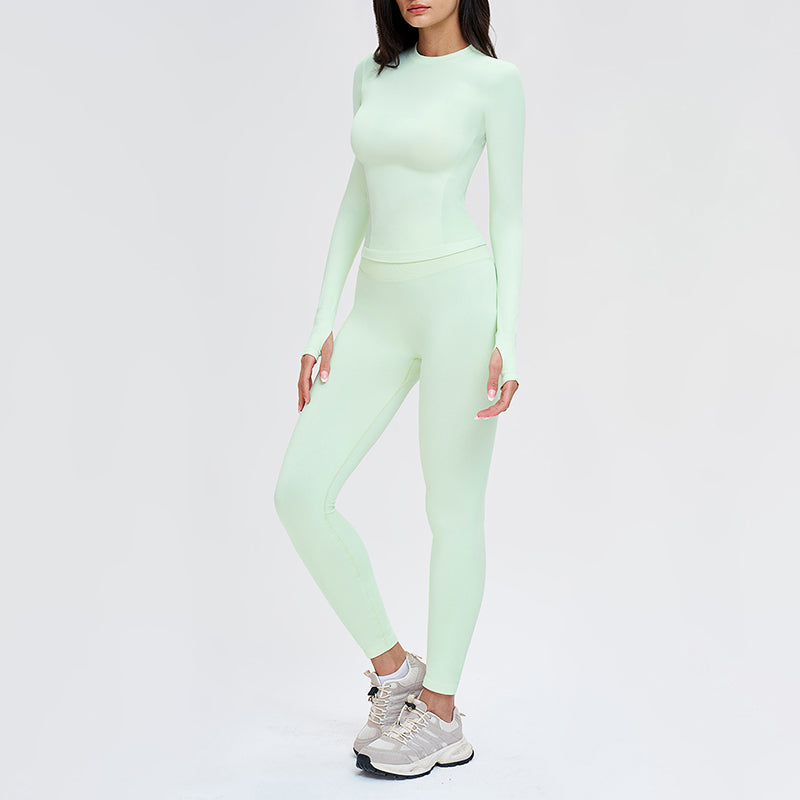 Wholesale solid color long-sleeved top + leggings